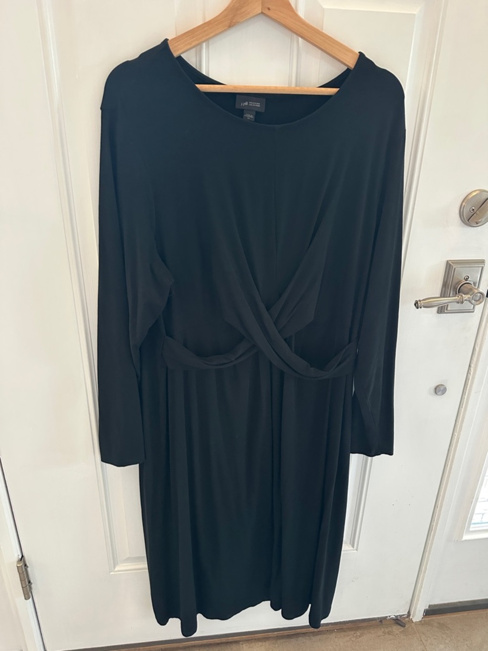 J. Jill Black Long Sleeve Twist-Front Midi Dress